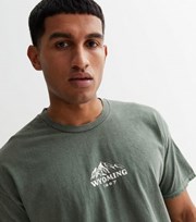 New Look Dark Green Wyoming Front and Back Logo T-Shirt